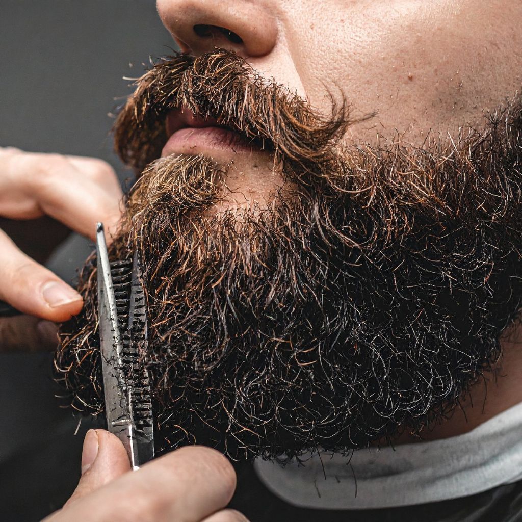 Barba com navalha e toalha quente